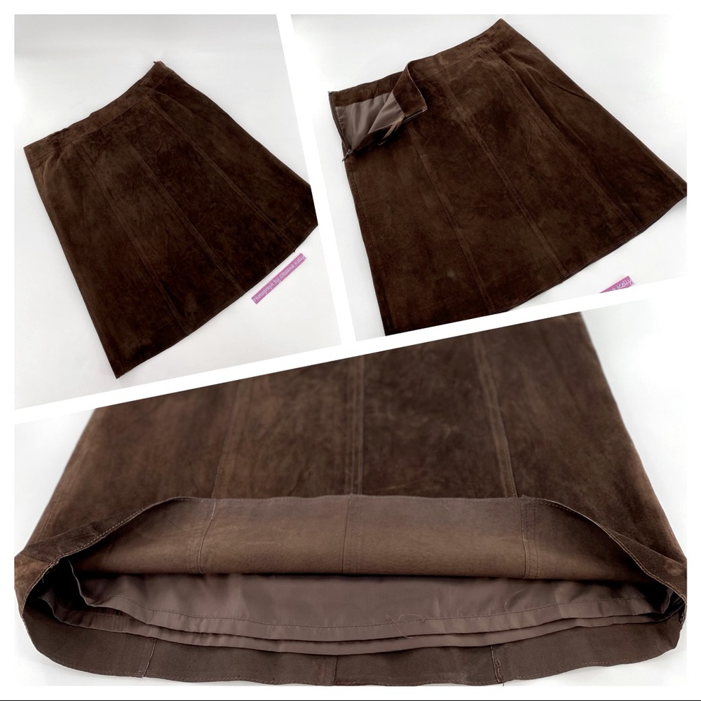 CO & EDDY Genuine Suede Brown Pencil Skirt Sz 12